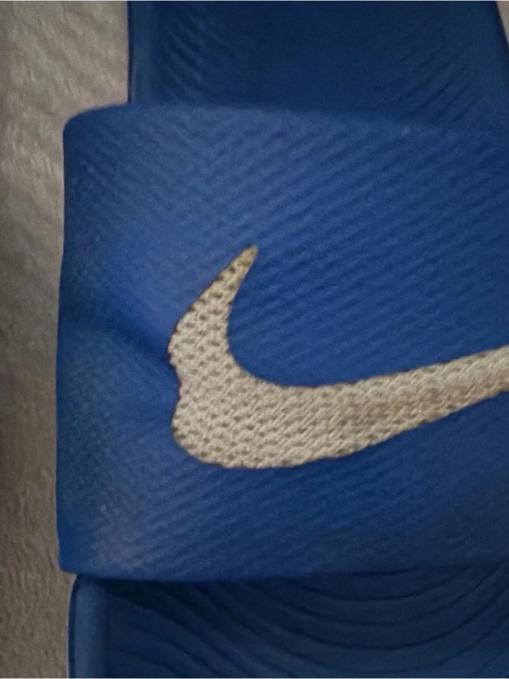 Nike Kids Blue Slide Sandals with White Swoosh Accent, Size 1Y